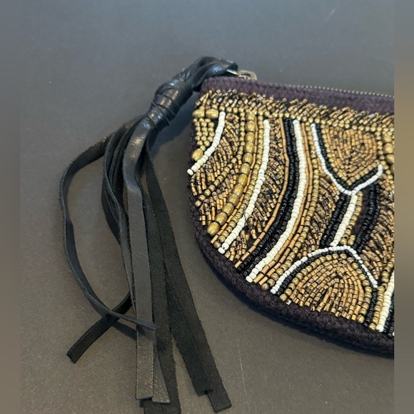Anthropologie Jasper & Jeera brass black copper beaded pouch bag purse clutch - Picture 8 of 9